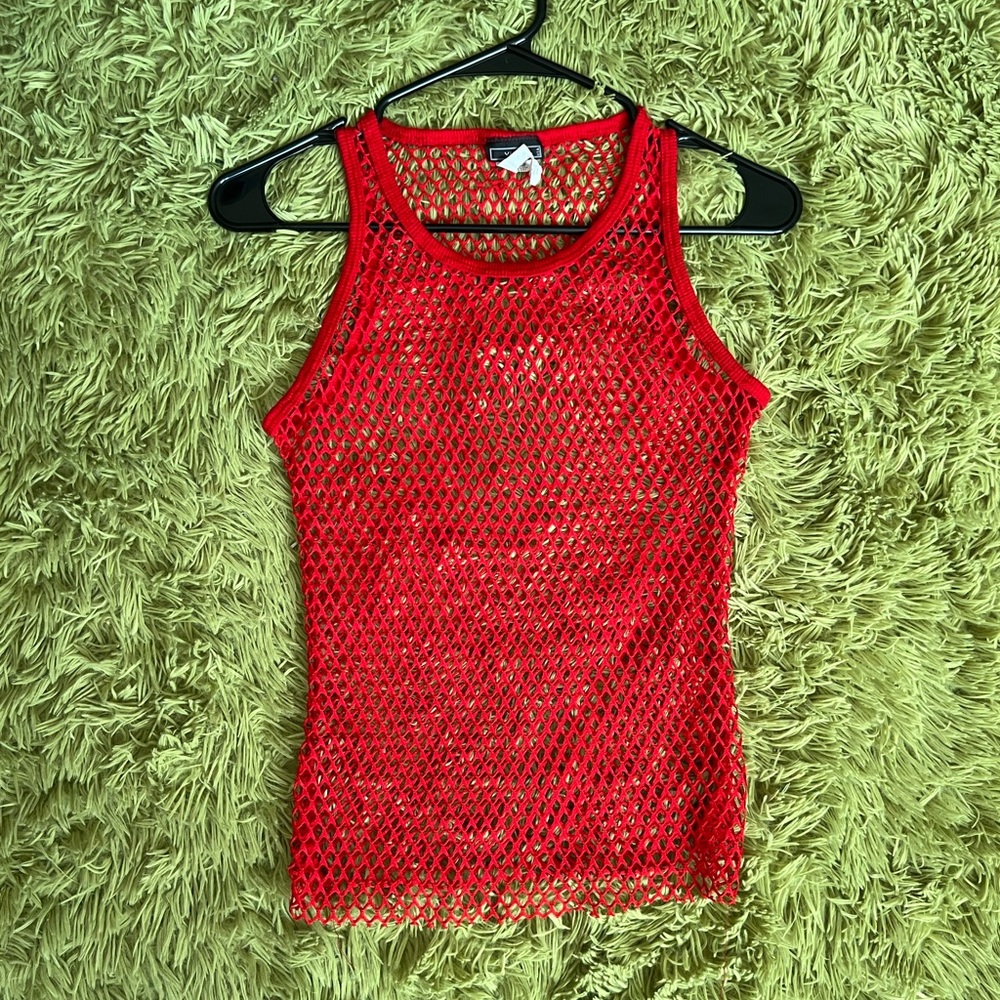 Vix Vibrant Red Mesh Tank Top